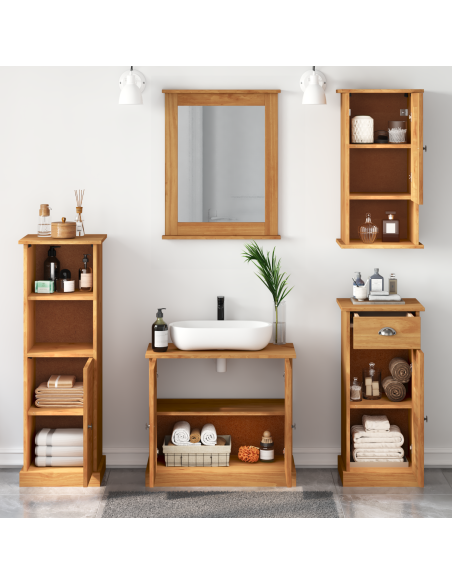 Set di mobili per il bagno con cassetto 5 pcs marrone ambrato