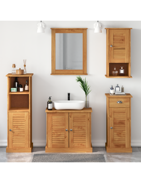 Set di mobili per il bagno con cassetto 5 pcs marrone ambrato
