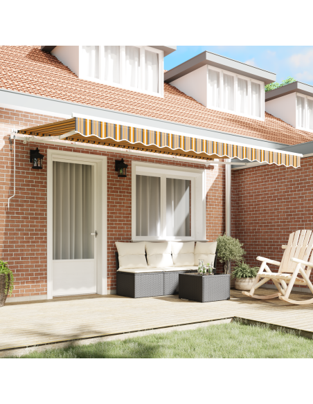 Tenda Retrattile Multicolore e Giallo e Grigio e Bianco