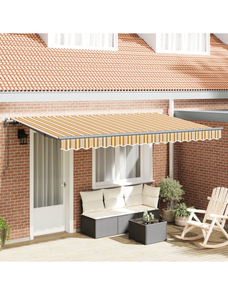 Tenda Retrattile Giallo, arancione e bianco