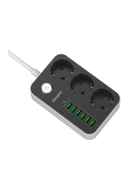 MULTIPRESA 3 SCHUKO + 6 USB B/N