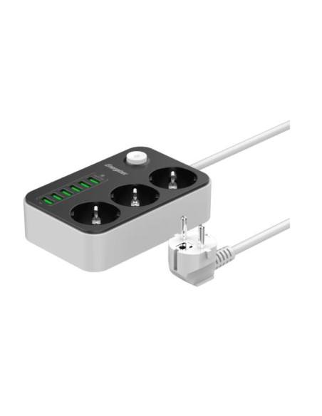 MULTIPRESA 3 SCHUKO + 6 USB B/N