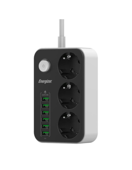 MULTIPRESA 3 SCHUKO + 6 USB B/N
