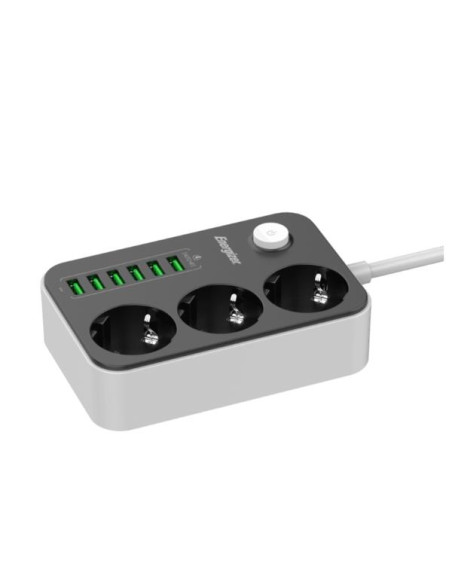 MULTIPRESA 3 SCHUKO + 6 USB B/N