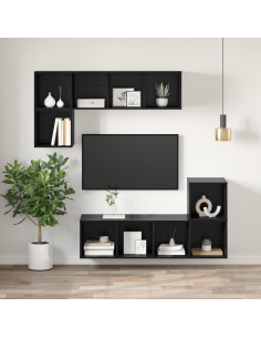 Set mobile TV Rovere Nero 37 x 37 x 107 cm Legno multistrato