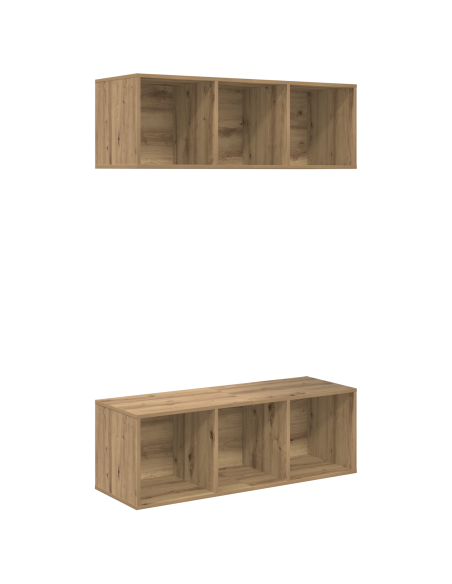 Mobiletti TV a parete con lo scaffale 2 pcs rovere artigianale