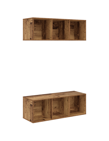 Set mobile TV 2 pcs Legno vecchio 37 x 37 x 107 cm