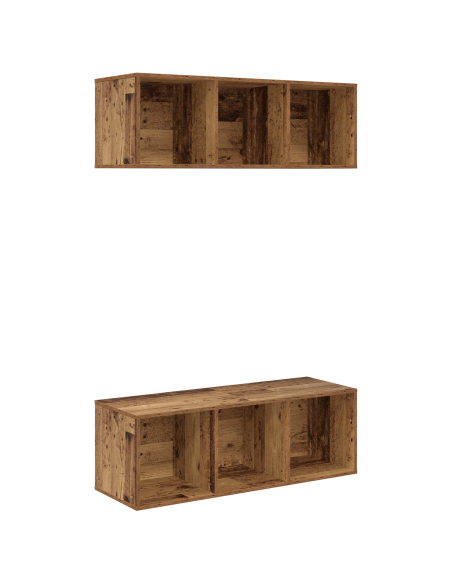 Mobiletti TV a parete 2 pcs Legno vecchio 37 x 37 x 107.5 cm
