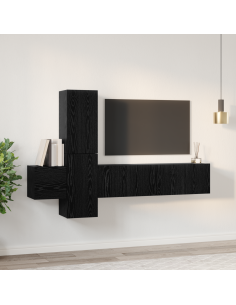 Set mobile TV 5 pcs Rovere Nero Legno multistrato