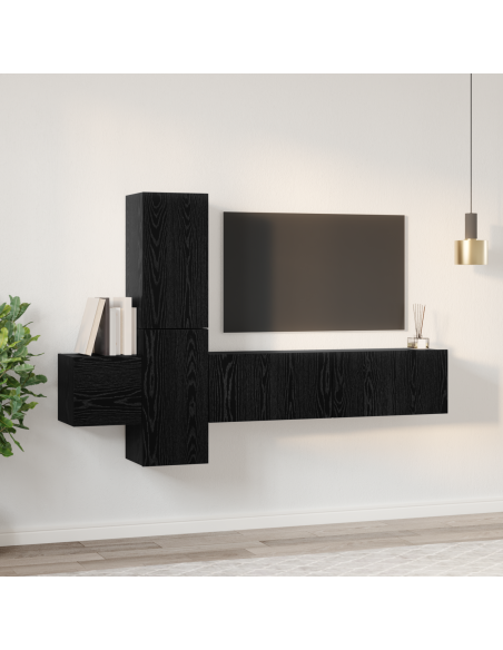 Set mobile TV 5 pcs Rovere nero Legno multistrato