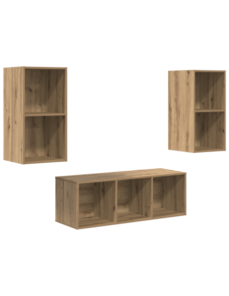 Set di mobili TV 3 pcs rovere artigianale 37 x 37 x 107 cm