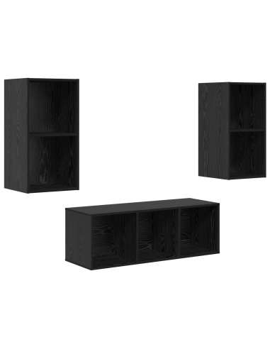 Set mobile TV 3 pcs Rovere Nero Legno multistrato