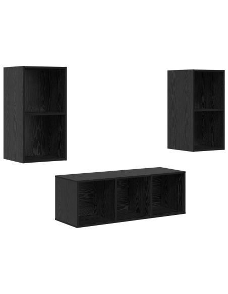 Set mobile TV 3 pcs Rovere Nero Legno multistrato