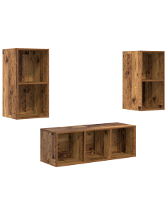 Set mobile TV 3 pcs Legno vecchio Legno multistrato