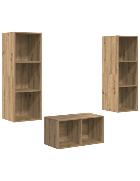 Set di mobili TV rovere artigianale 37 x 37 x 107 cm