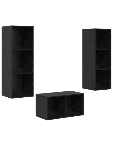 Set mobile TV Rovere Nero 37 x 37 x 107 cm Legno multistrato