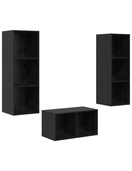 Set mobile TV Rovere Nero 37 x 37 x 107 cm Legno multistrato