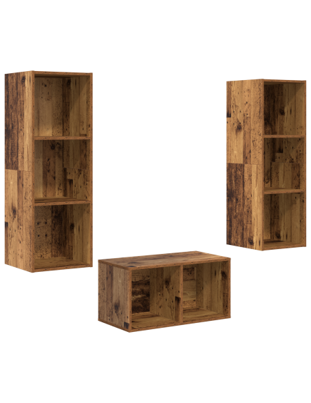 Set di mobili TV con lo scaffale Legno vecchio 37 x 37 x 107 cm