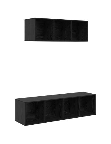 Set mobile TV 2 pcs Rovere Nero Legno multistrato