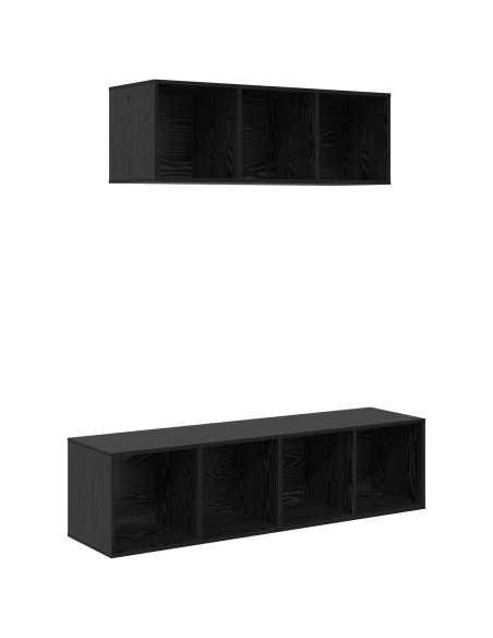 Set mobile TV 2 pcs Rovere Nero Legno multistrato
