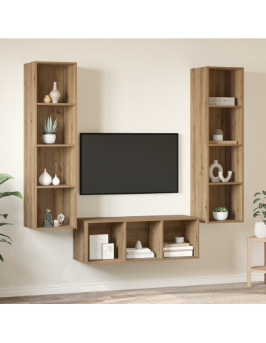 Set mobile TV 3 pcs Rovere artigianale Legno multistrato