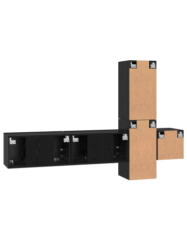 Set mobile TV 5 pcs Rovere Nero Legno multistrato