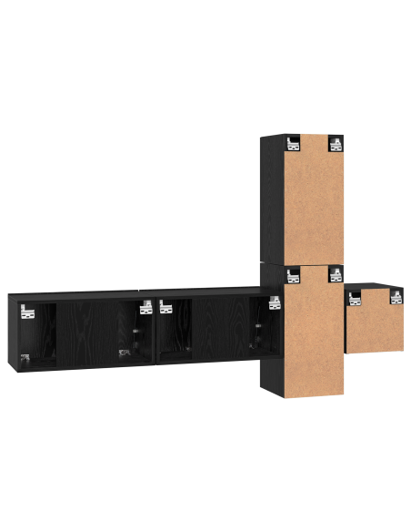 Set mobile TV 5 pcs Rovere nero Legno multistrato