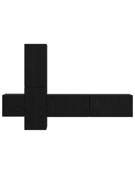 Set mobile TV 5 pcs Rovere nero Legno multistrato