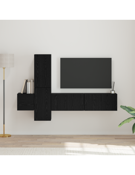 Set mobile TV 5 pcs Rovere nero Legno multistrato