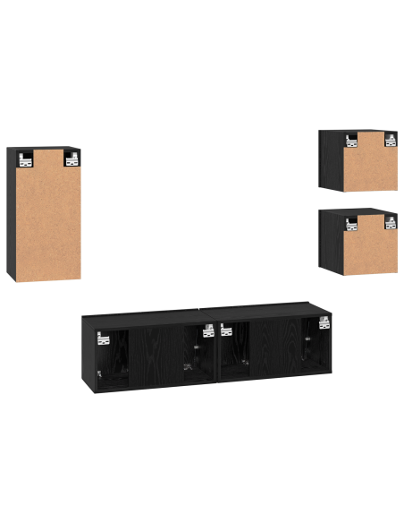 Set mobile TV 5 pcs Rovere nero Legno multistrato