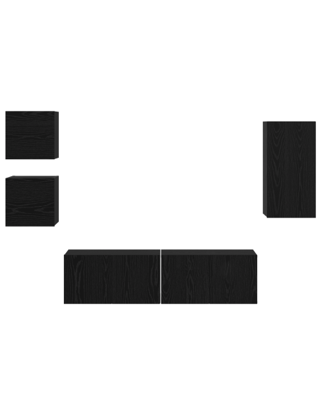 Set mobile TV 5 pcs Rovere nero Legno multistrato