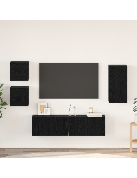 Set mobile TV 5 pcs Rovere nero Legno multistrato