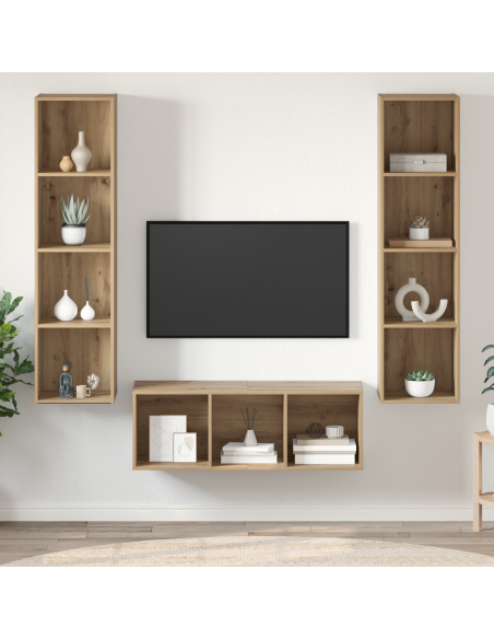 Set mobile TV 3 pcs Rovere artigianale Legno multistrato