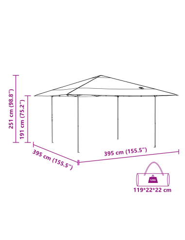 Tenda Gazebo Verde 395 x 395 x 251 cm Tessuto