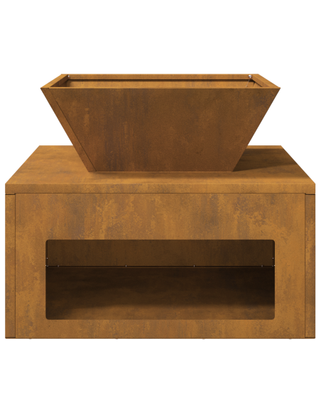 Focolare 50 x 50 x 40 cm in acciaio corten
