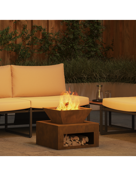 Focolare 50 x 50 x 40 cm in acciaio corten