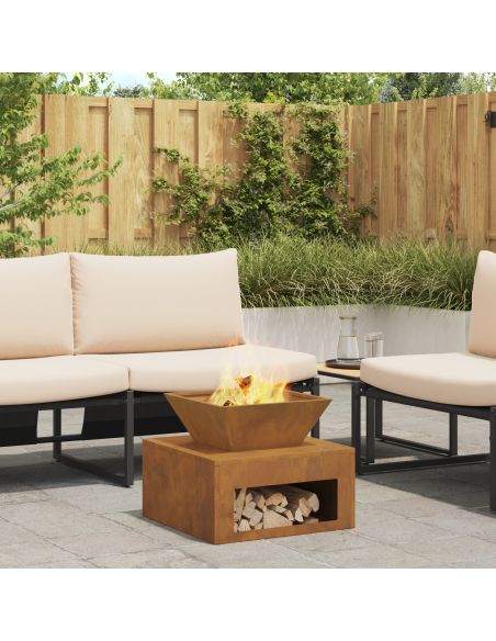 Focolare 50 x 50 x 40 cm in acciaio corten