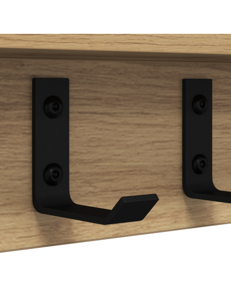 Appendiabiti a muro rovere artigianale 60 x 10.5 x 10.5 cm