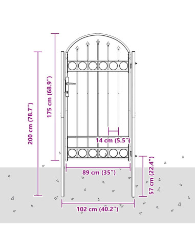 Cancello per recinzione con blocco Grigio 100 x 175 cm