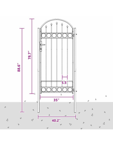 Cancello per recinzione con blocco Grigio 100 x 195 cm