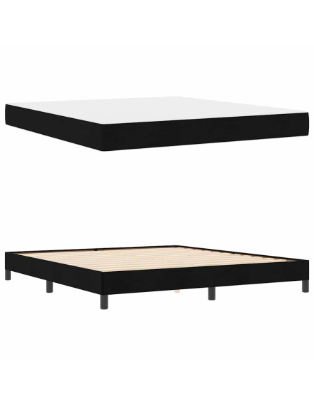 Letto a molle con materasso Nero 180 x 200 cm Tessuto