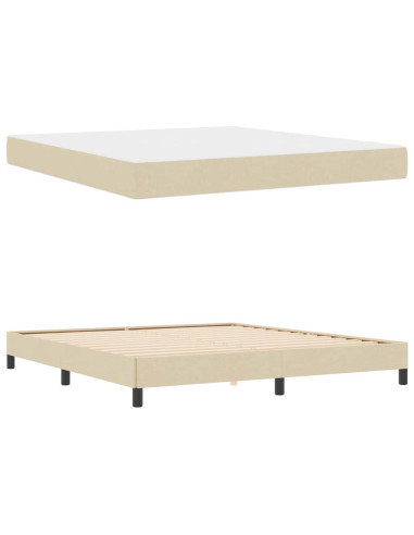 Letto a molle con materasso Crema 180 x 200 cm Tessuto