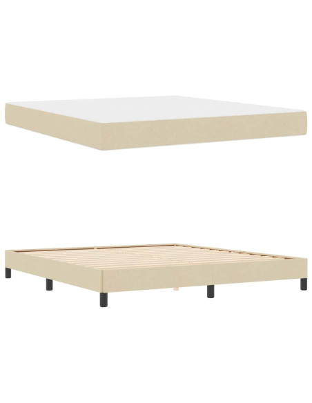 Letto a molle con materasso Crema 180 x 200 cm Tessuto