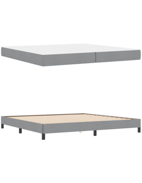 Letto a molle Altro Grigio chiaro 200 x 200 cm Tessuto