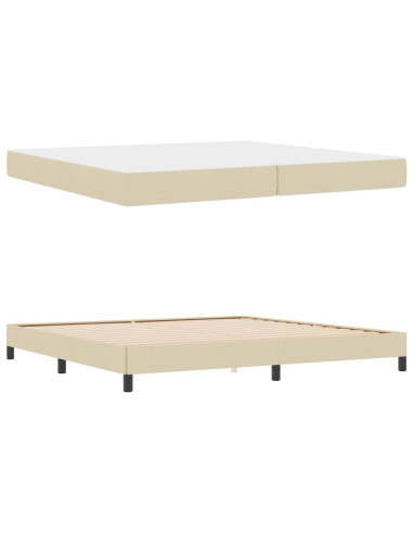 Letto a molle con materasso Crema 200 x 200 cm Tessuto