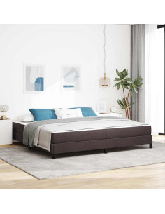 Letto a molle con materasso Marrone Scuro 200 x 200 cm Tessuto 2