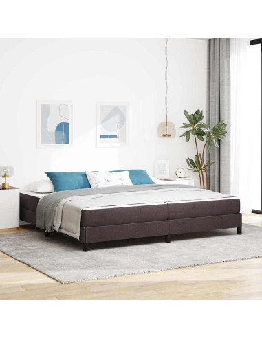 Letto a molle con materasso Marrone Scuro 200 x 200 cm Tessuto