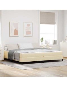 Letto a molle con materasso Crema 200 x 200 cm Tessuto 2