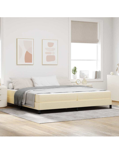 Letto a molle con materasso Crema 200 x 200 cm Tessuto