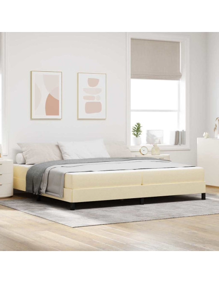 Letto a molle con materasso Crema 200 x 200 cm Tessuto